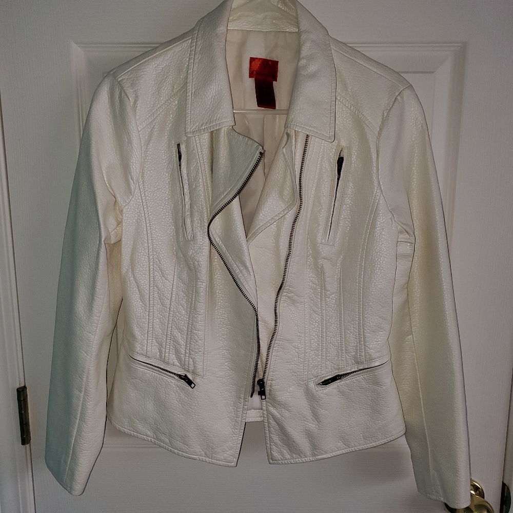 White faux-leather jacket